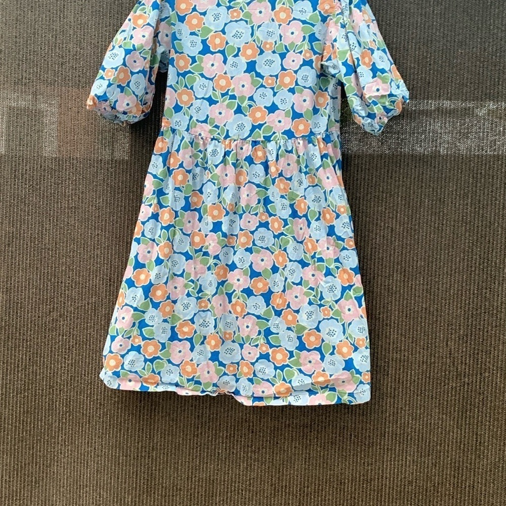 Monki Blue and Orange Casual Sundress with Puff Sleeves